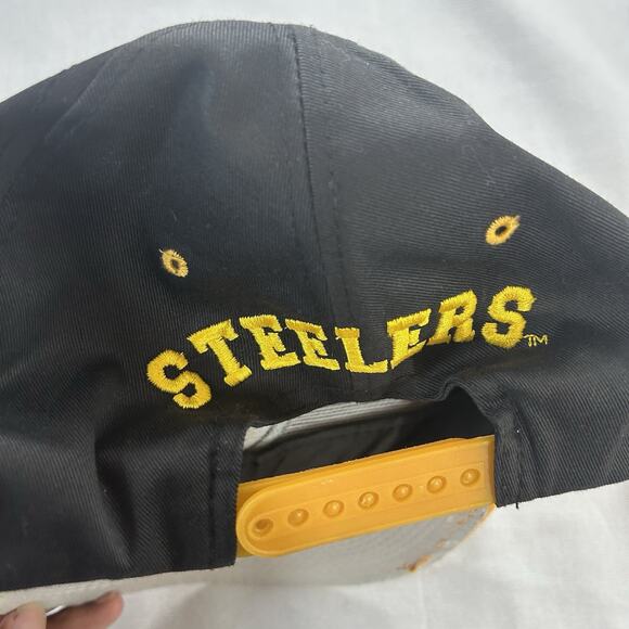 Vintage 90s Logo 7 Pittsburgh Steelers Snapback Hat Cap Football Black & Yellow - Picture 2 of 6